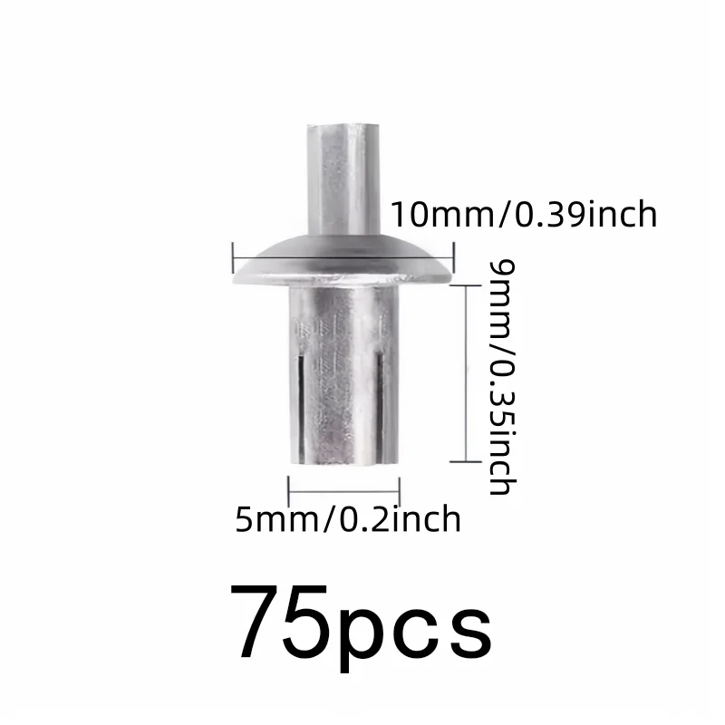Hammer Strike Installation Hammer Drive Rivets, 75 pcs 5*9mm, Sheet Metal Joining, Multipurpose, Versatile