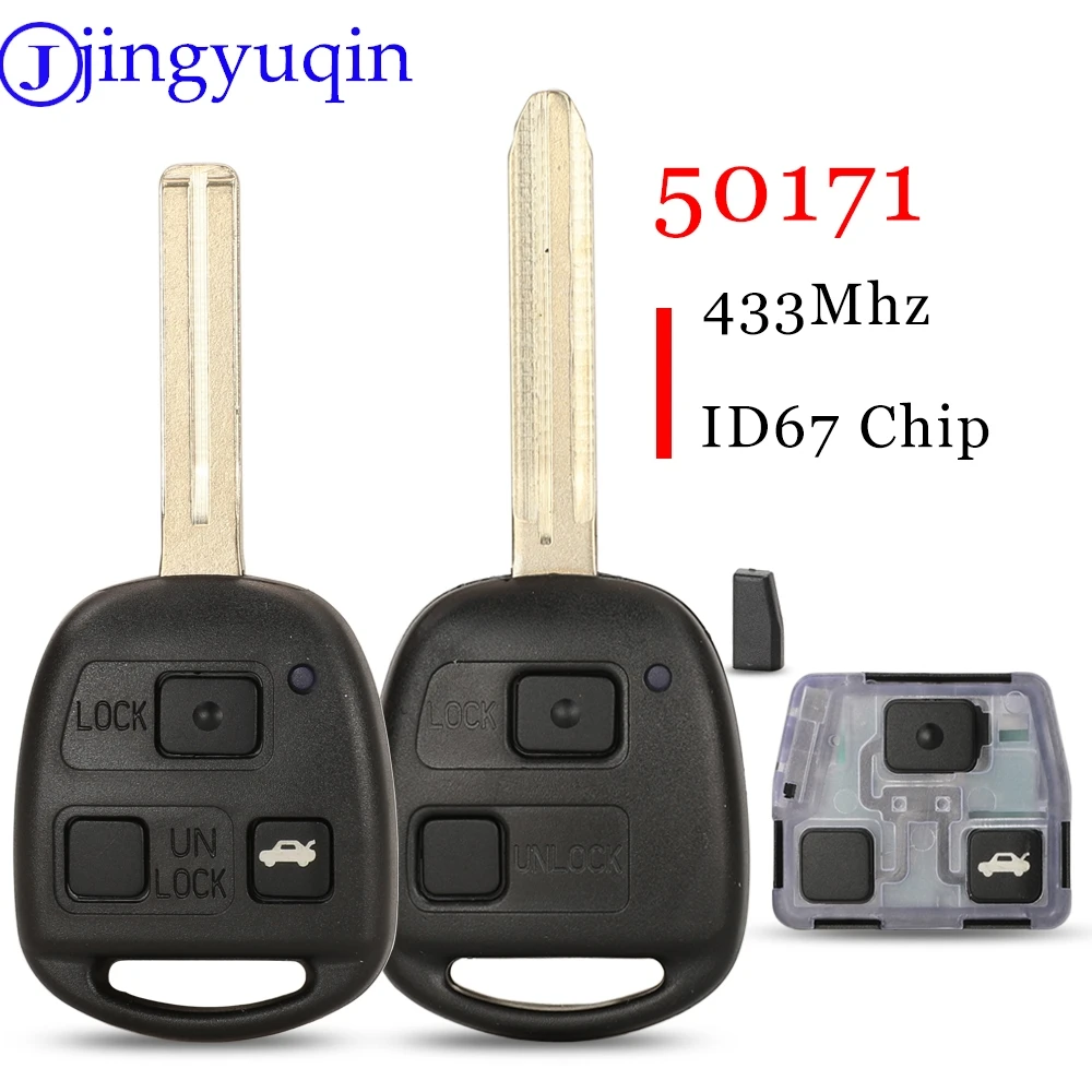 Jingyuqin 50171 433MHz 4D67 Chip Remote Key Fob for Toyota Prado 120 RAV4 Kluger Previa FJ Cruiser Land 100 2/3 Buttons