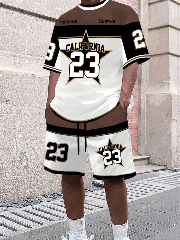 

Summer Hot Selling 3D Printed Polyester Short Sleeved T-shirt Shorts Set Fashionable Casual Breathable Set Men's Clothing