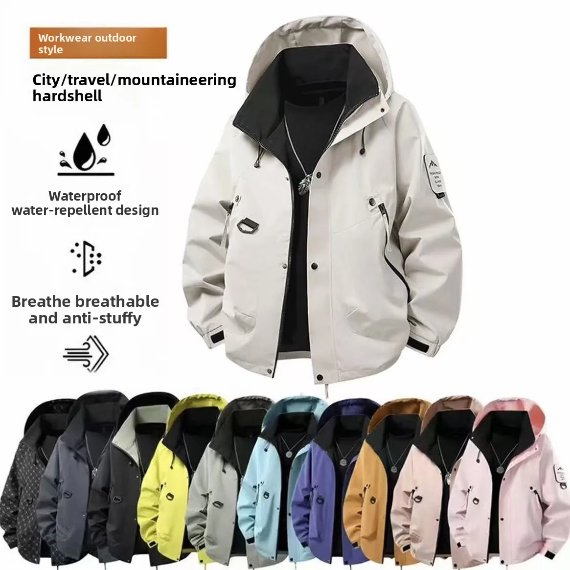 

UPF50+ Unisex Rain Coat Hiking Camping Trekking Mountaineering Waterproof Hardshell Jackets Outdoor Sport Windproof Windbreaker