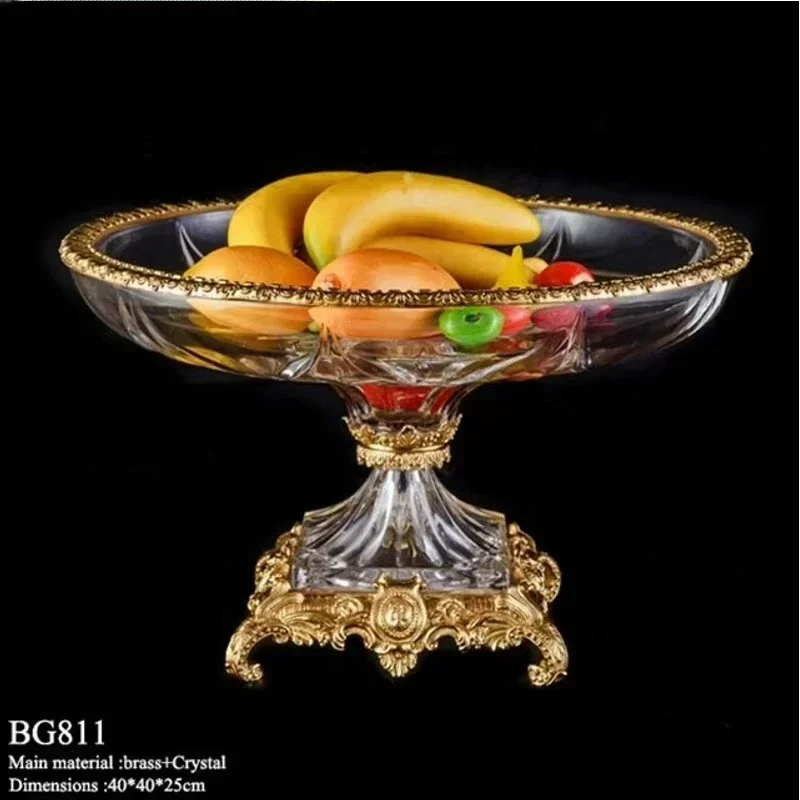 

Cheap And high quality European And American Crystal With Brass Extra Large Fruit PlateHot Sales