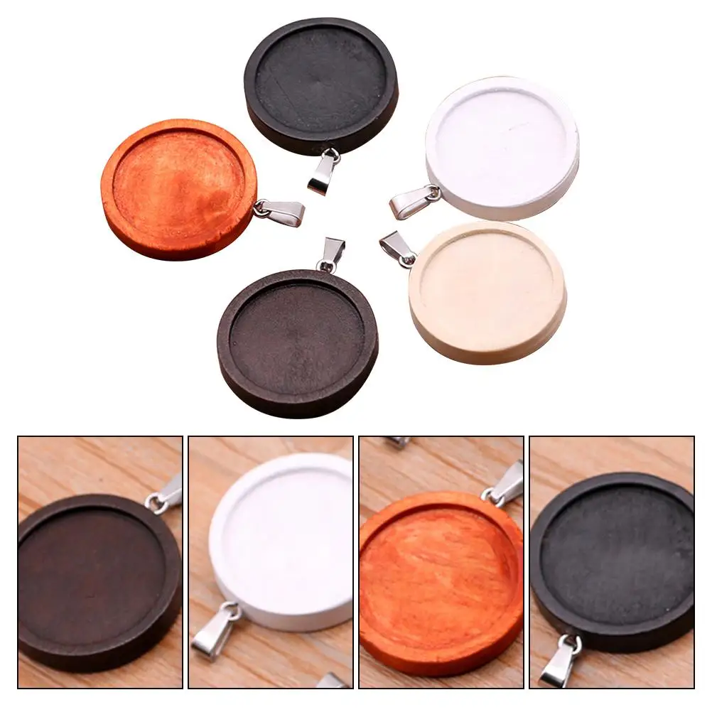 

5PCS Wooden Bottom Bracket Pendant Tray Charm DIY Accessories Soft Base Jewelry Lightweight Durable Practical Storage Easy Use