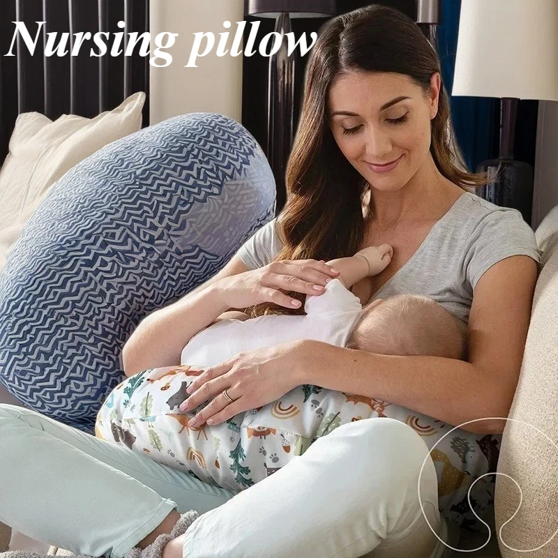 Maternity Breastfeeding Pillow Multifunctional Soft Cotton Printed Baby Waist Support U-Shaped Cushion Newborn Feeding Pillow