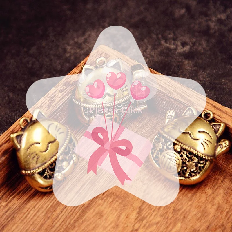 Solid Brass Lucky Cat Keychain Feng Shui Zhaocai Wealth Retro DIY Ornament for Bag Pendant Home Decor