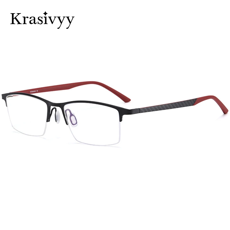 Krasivyy Titanium Semi-Rim Glasses Frame Men Rectangle Business TR90 Half-Rim Eyeglasses European Brand Quality Eyewear 8749