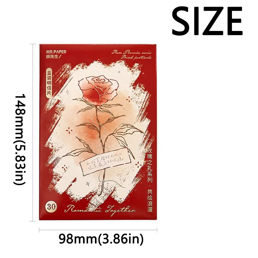 30 ชิ้น/เซ็ต Vintage Series ดอกไม้โปสการ์ดชุดโรแมนติก Rose Wall โปสเตอร์การ์ดอวยพรศิลปะพื้นหลัง