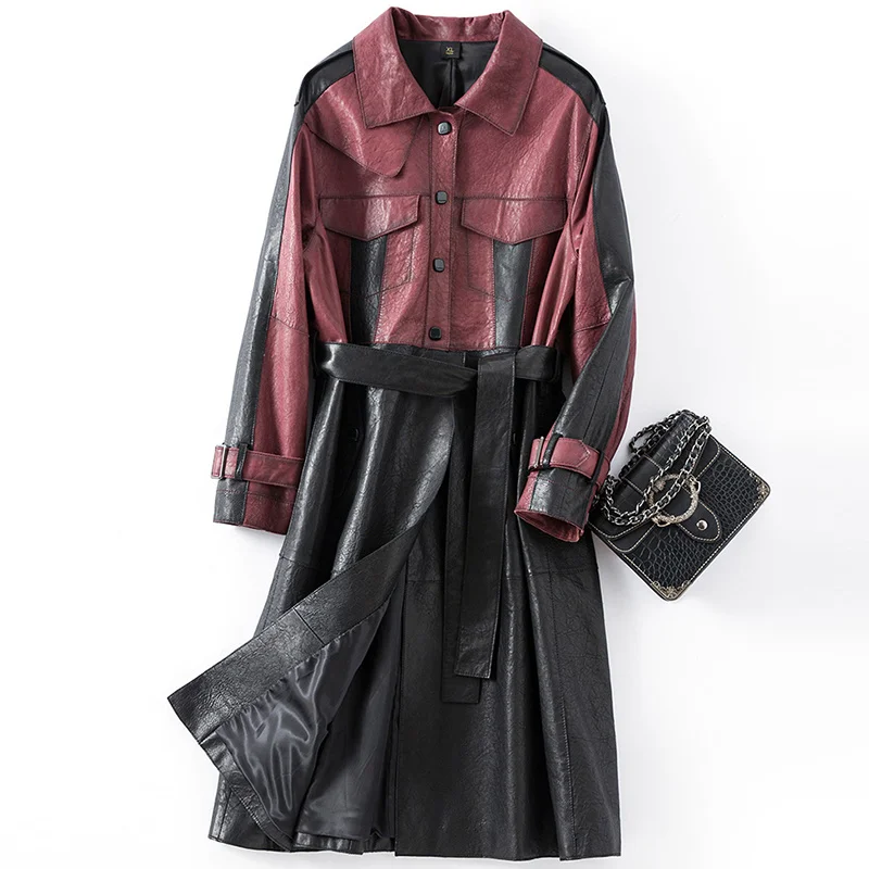 

Genuine Leather 2023 Jacket Women Sheepskin Leather Jacket Fashion Long Women Trench Coat elegant Cuero Genuino