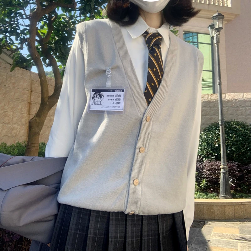 Estilo preppy cardigan uniforme da escola do estudante do ensino médio camisola fina para o outono escola japonesa jk uniforme casaco de malha seifuku