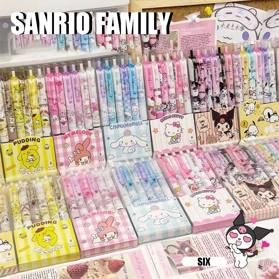 

Серия Sanrio Family Hello Kitty High Beauty Press, нейтральная ручка, мультяшная 0,5 скорости, сушка, черная ручка, студенческая ручка для экзамена, ручка для чистки