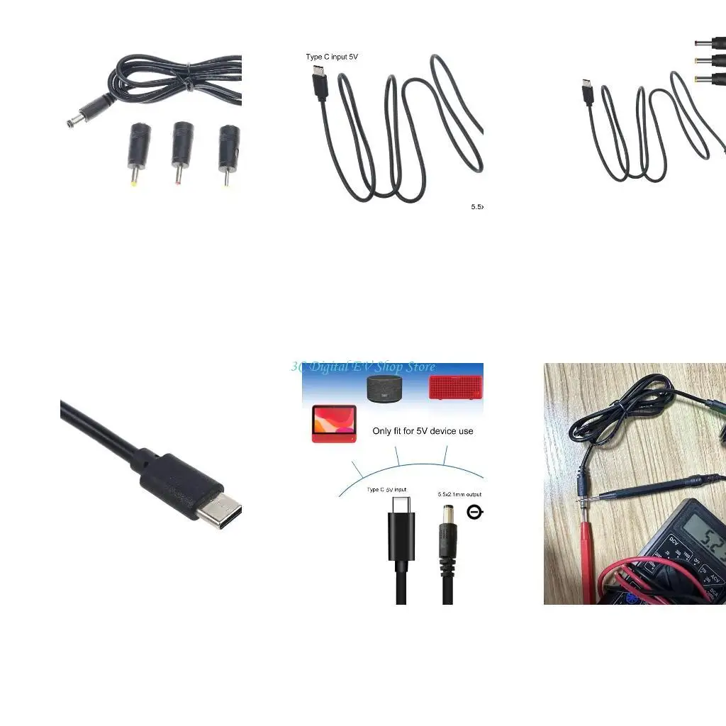 E74D Type C to 5.5x2.1mm Power Cable Barrel Center Pin Positive Cord