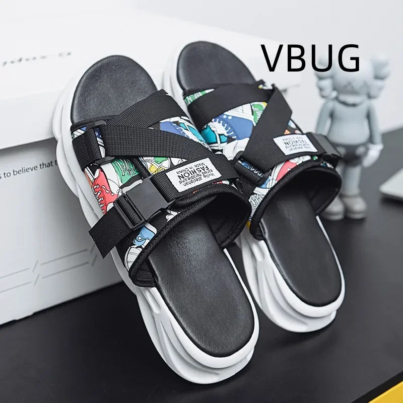 Summer Mens Slippers Trend Student Beach Sandals Non-slip Outdoor 2026 Men Fashion Leisure Breathable Slippers Sapatos Masculino