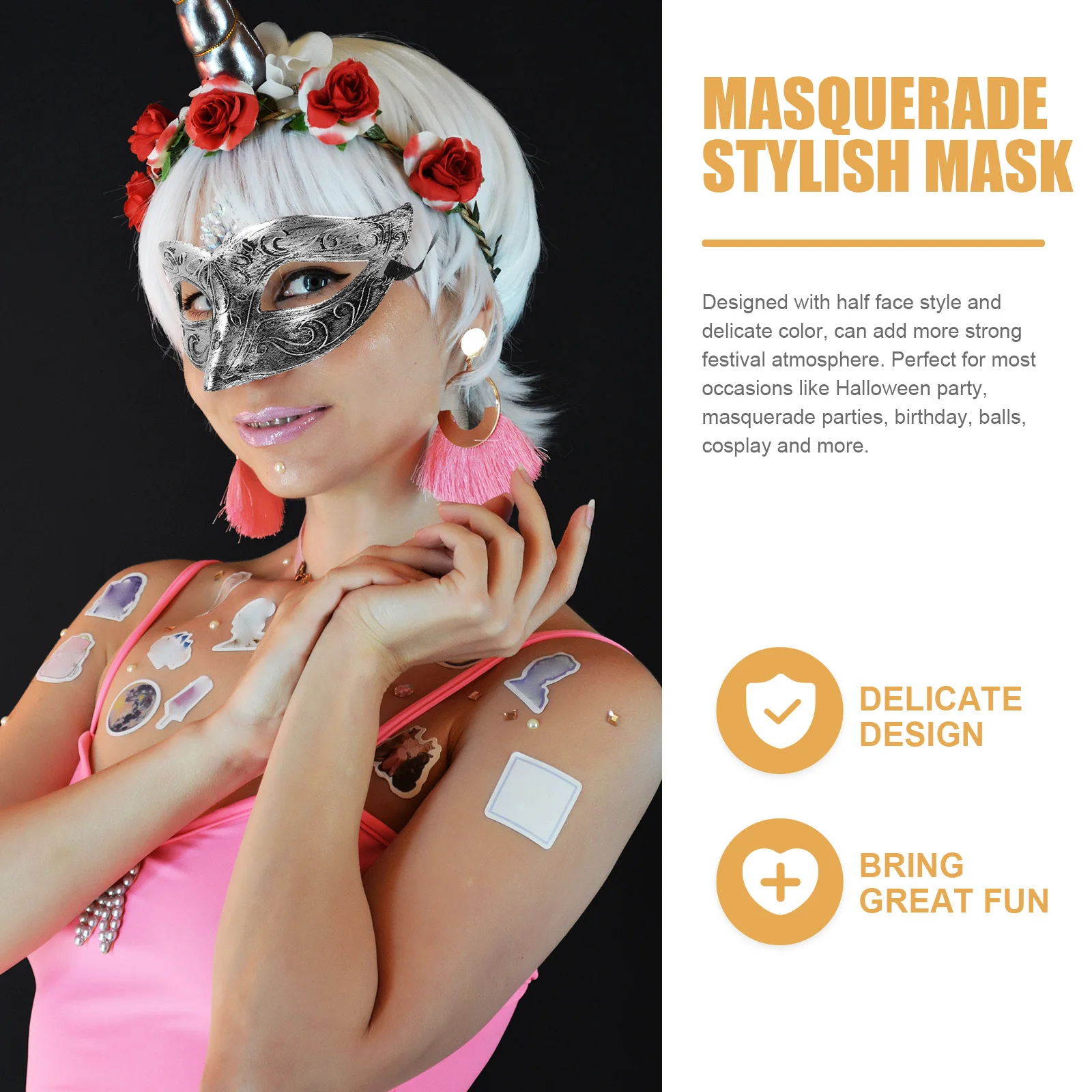 

12pcs Portable Party Masks Multi-Function Decorative Masquerade Masks For Halloween Festival Cosplay Ball Lightweight Adjustable