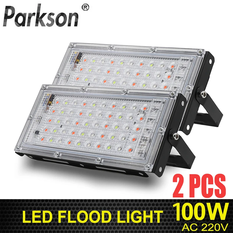 2 Chiếc 50W Đèn Pha LED 100W Đèn LED 220V LED Phát Triển Đèn PhytoLamp Streetlight Suốt Đèn cho Tăng Trưởng Thực Vật Đèn