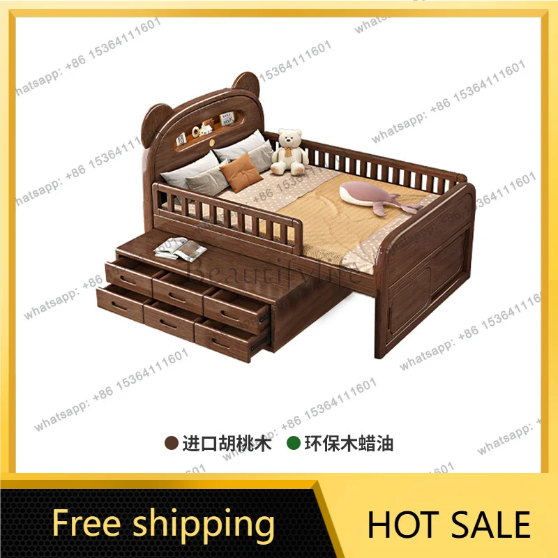 Boundary Sleeping Boys Kids Bed Wooden Comforter Modern Style Bedroom Baby Bed Toddler Princess