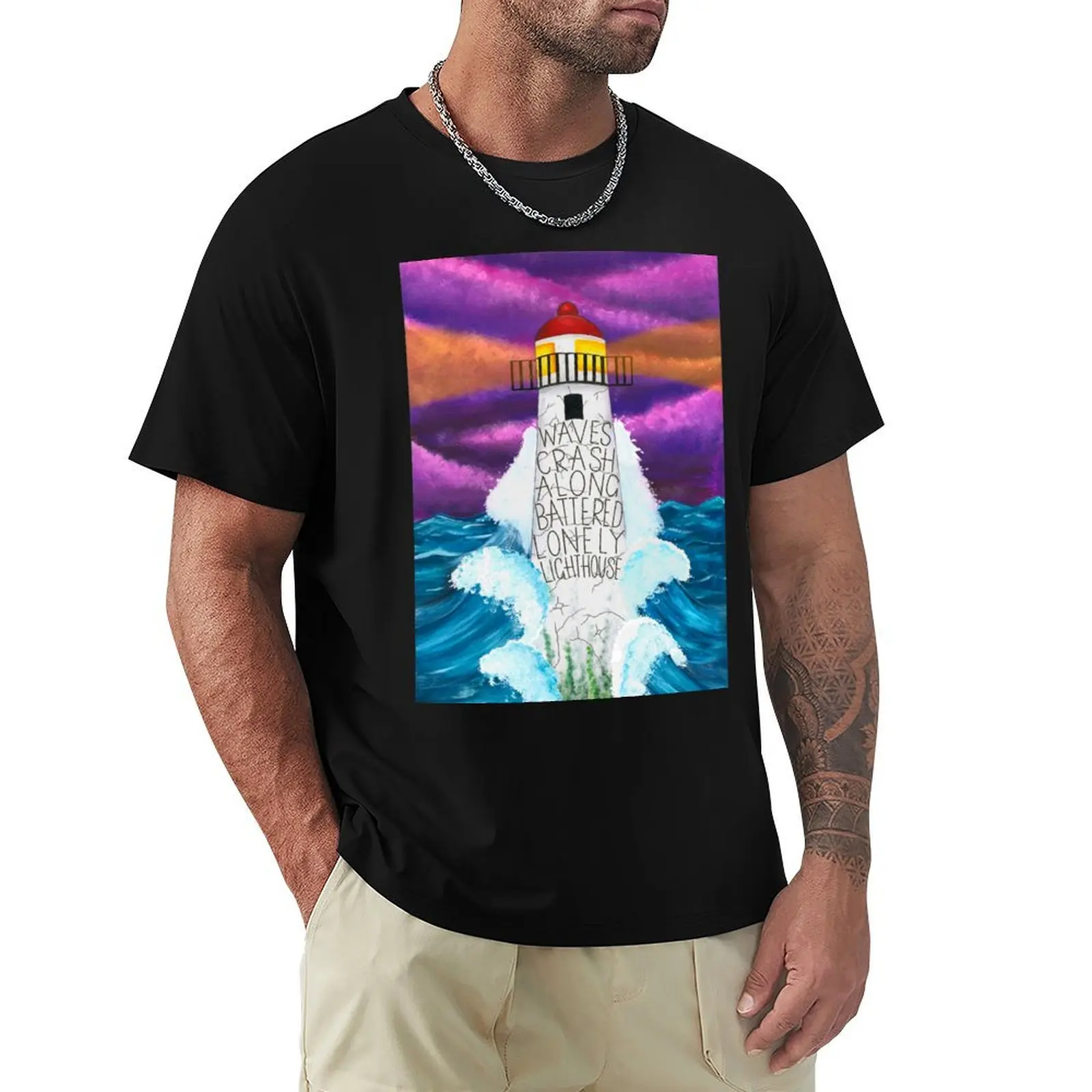 “Waves Crash Along” (The Temper Trap - Soldier On) T-Shirt Plus Size Lightweight Top