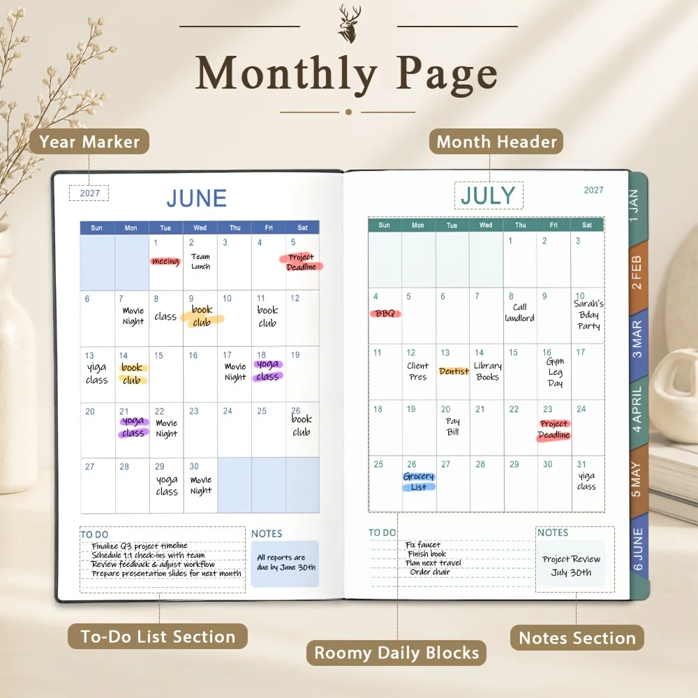 2027 Daily Ring Binder Planner 400 Pages Habit Tracker Monthly Daily Time Log Notebook Time Management Self Discipline Journal