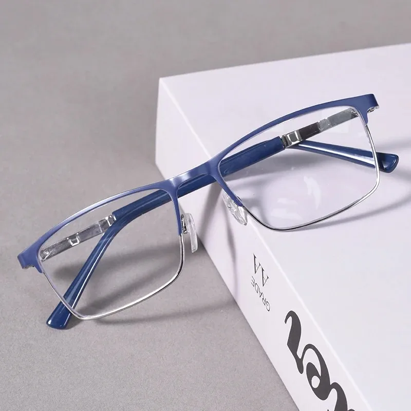 Neue Computer-Lesebrille für Damen und Herren, Anti-Blaulicht, große quadratische Brille, zweifarbiger Rahmen, Brille +175+275