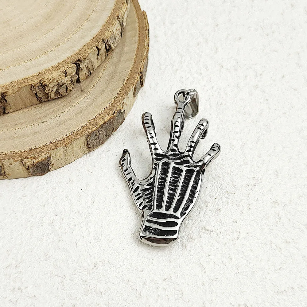 Punk style palm eye of wisdom stainless steel pendant, waterproof and non-fading blackening process, retro metal accessories