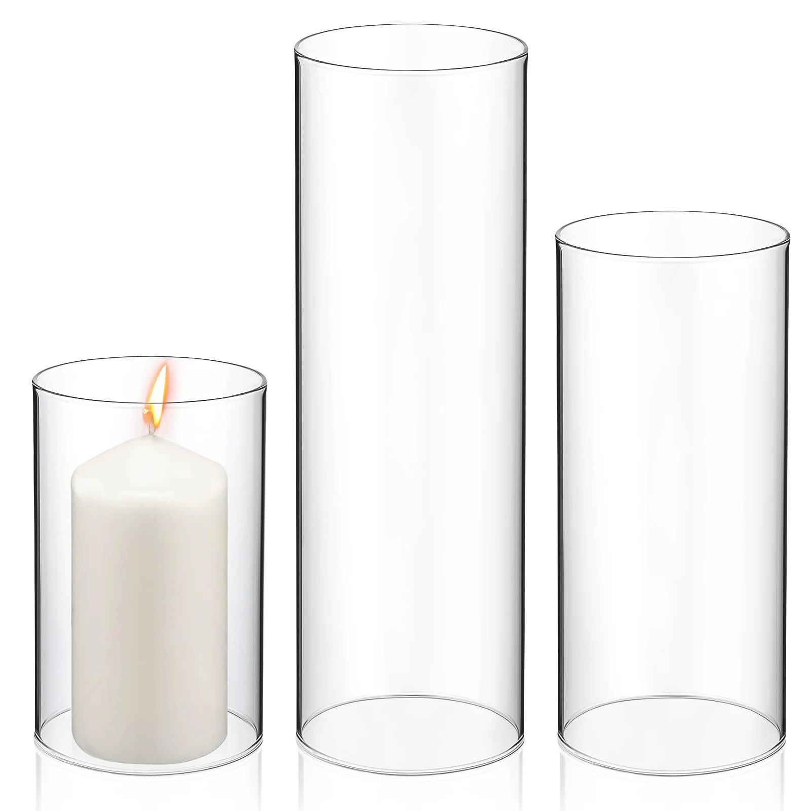 3Pcs Transparent Glass Holders Exquisite Design Romantic Atmosphere Party Decorations Desktop Accessories