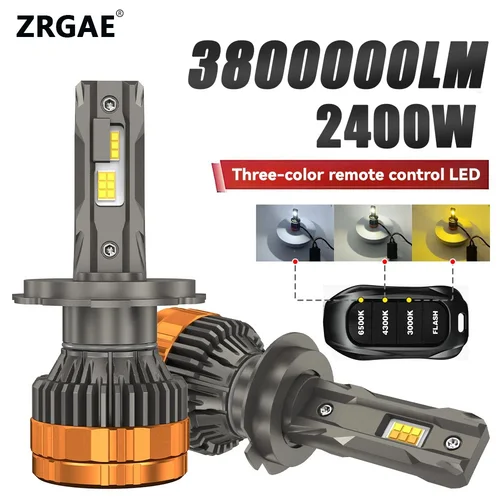 H4 H7 H11 LED estroboscópico H1 H8 H9 diodo HB3 HB4 9005 9006 CANbus con Control remoto cu tricolore 6500K 4300K 3000K para faros