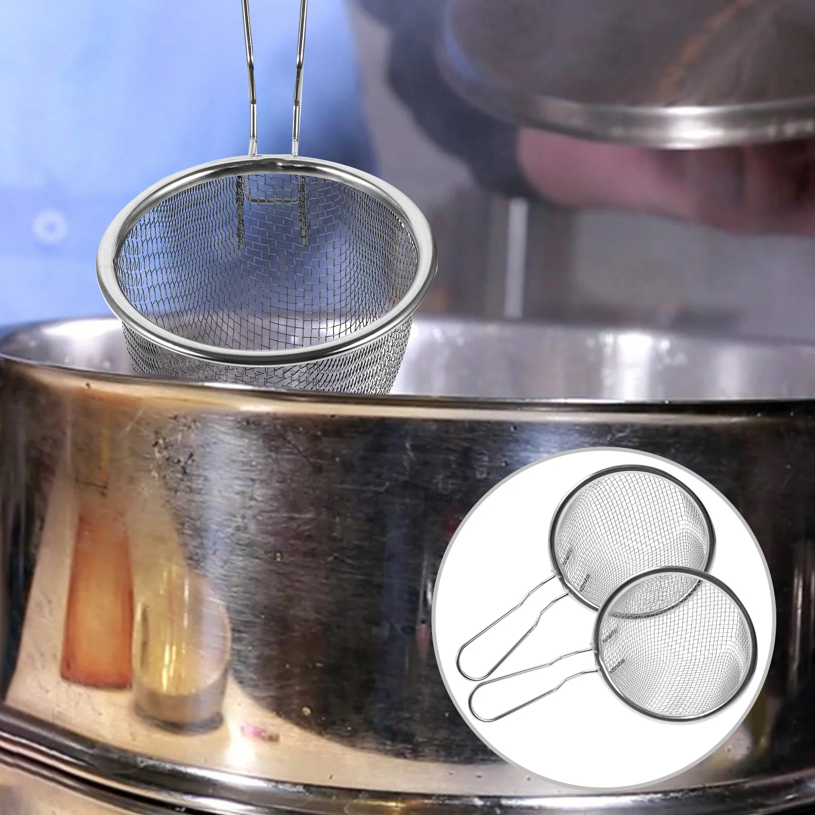 

2Pcs Stainless Steel Noodle Strainer Spoon Fine Mesh Pot Colander for Pasta Dumplings Hot Pot Kitchen Food Strainer Ergonomic