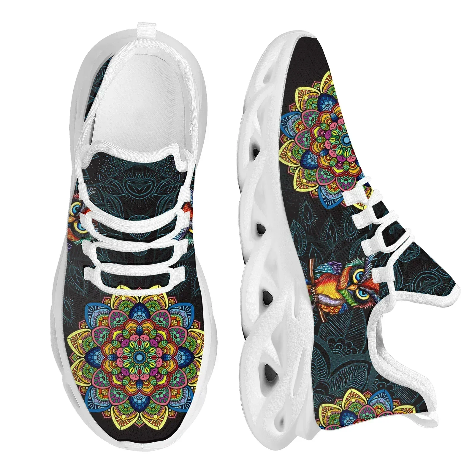 2023 Trendy Mesh Sneakers Vintage Mandala Owl Design Women's Platform Shoes Height Increaing Platform Footwear Gifts