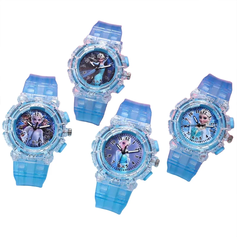 Miniso Anime Cartoon Disney Frozen Princess Luminous Kids Quartz Watch Girls Student Glowing Sport Wristwatch Christmas Gifts