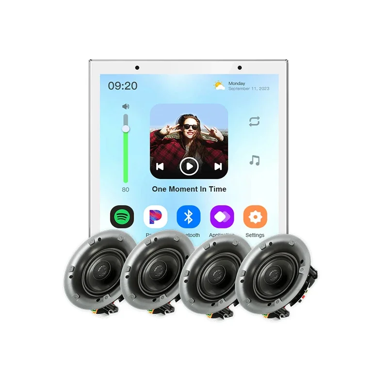 New 4 Inch Background Music Host Smart Home Audio Amplifiers Set WiFi 4*25W Blue-tooth Wall Amplifier Android For Ceiling Speake