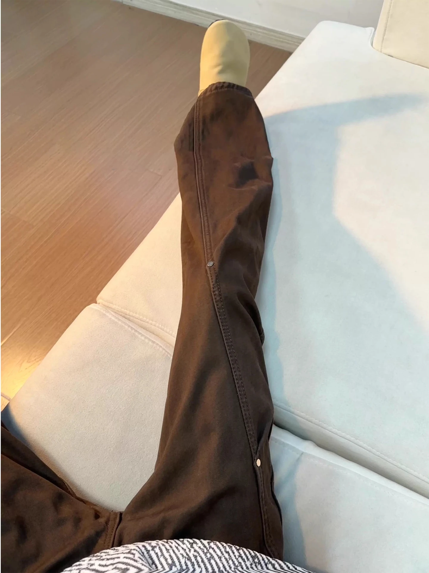 

Retro Rivet Workwear Jeans Men's Autumn Winter Fce Straight Leg Micro Flare Pants American Cleanfit Youth Trend