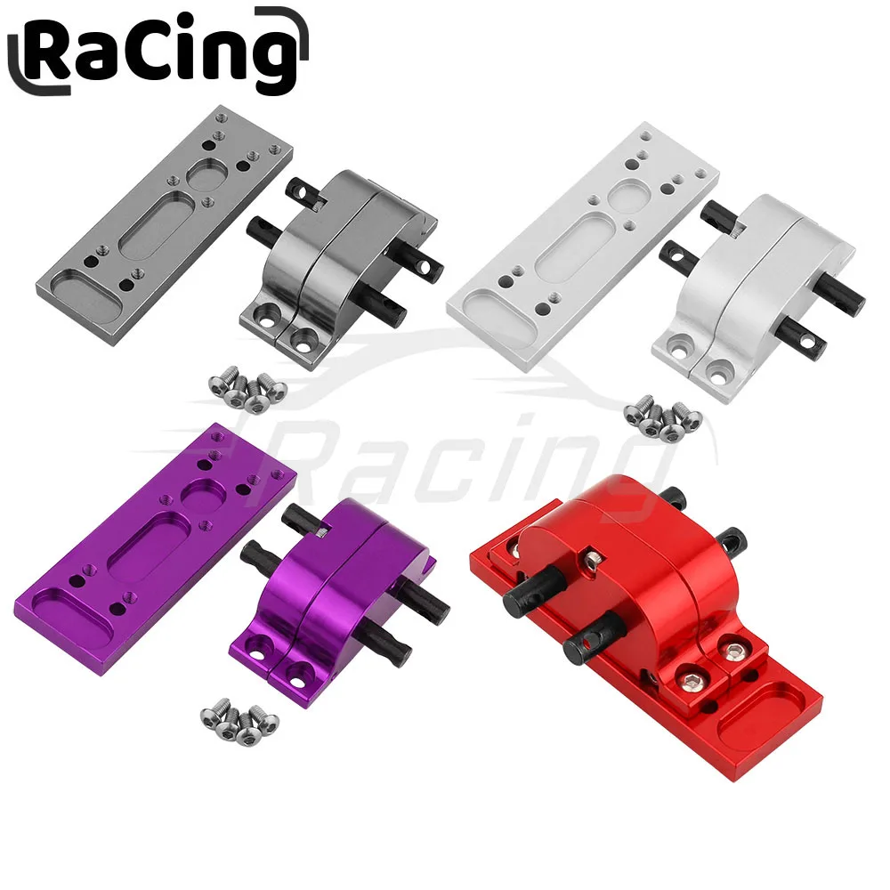 Metal Alloy Transfer Case Gearbox Transmission with Mount Plate for Axial SCX10 D90 1/10 RC Car 1/14 Tamiya Truck Upgrade Parts