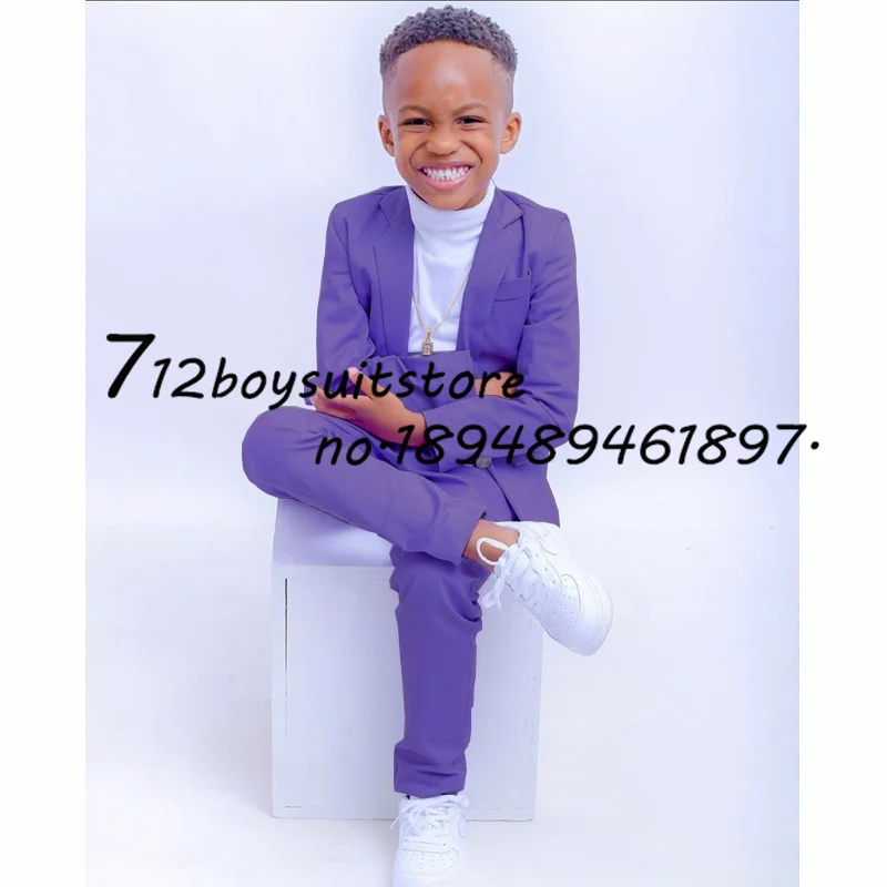 Fashion Boys Suit 2 Pieces Kids Jacket Pants Wedding Tuxedo Child Tailored Blazer for 2-16 Years Old