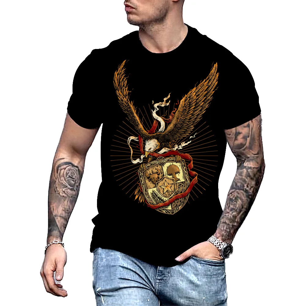 Men's T Shirt Summer Tops Soaring Eagle 3D Printed Tees Loose Male Oversized Clothes O Neck Short Sleeve Animal Graphic T Shirts