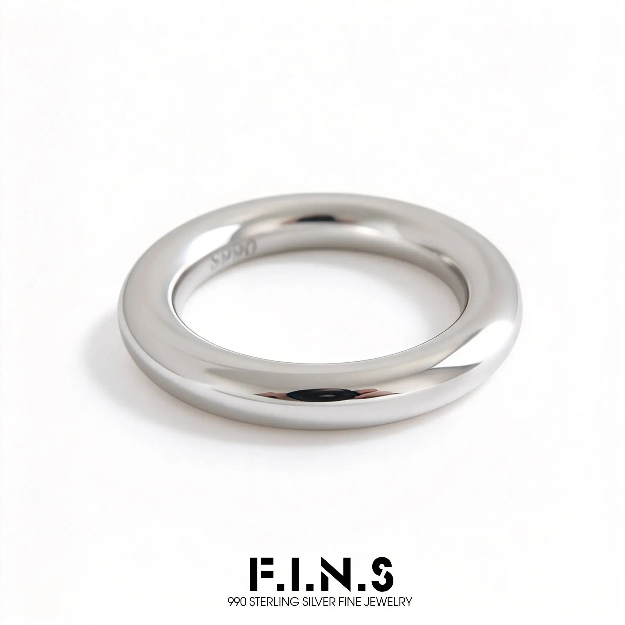 F.I.N.S Simple 990 Sterling Silver Chunky Plain Rings for Women Men Minimalist Finger Engagement Jewelry Couple's Wedding Gift