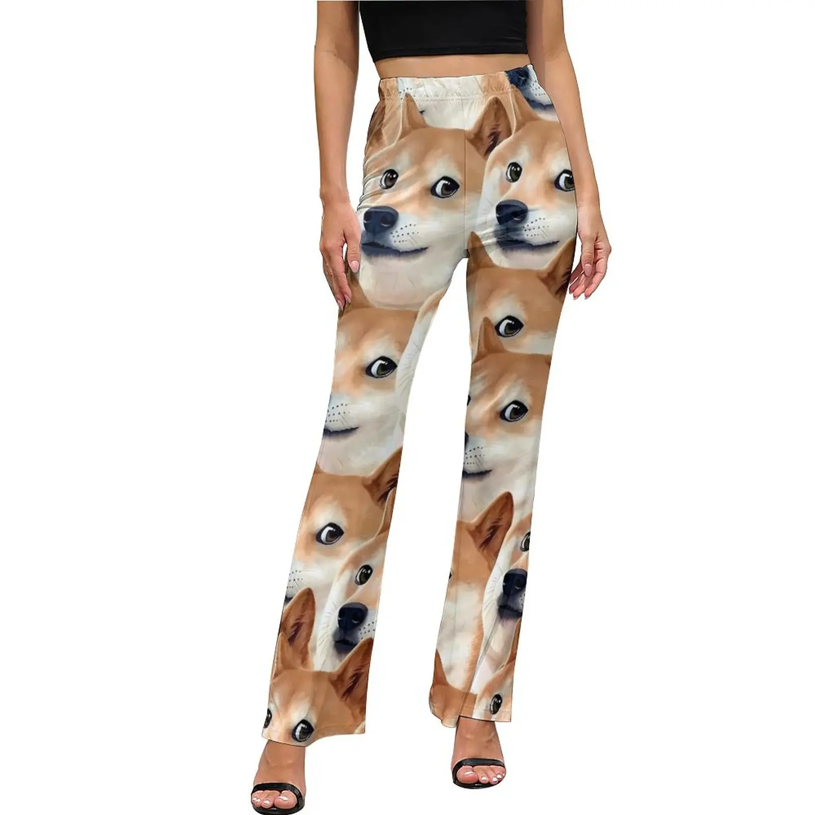 Shiba Inu Pants Funny Dog Meme Modern Flared Trousers Summer Female Design Street Fashion Slim Pants