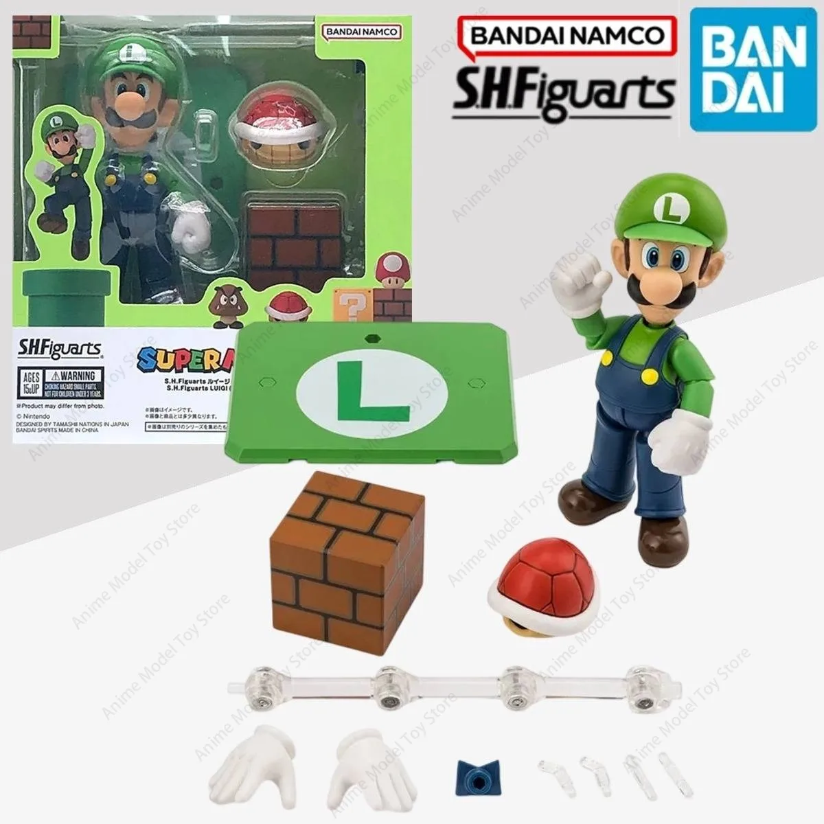 

Original Bandai in Stock Genuine SHF Luigi Super Mario Bros Anime Figures Model Kits Action Collectibles Model Toys Holiday Gift