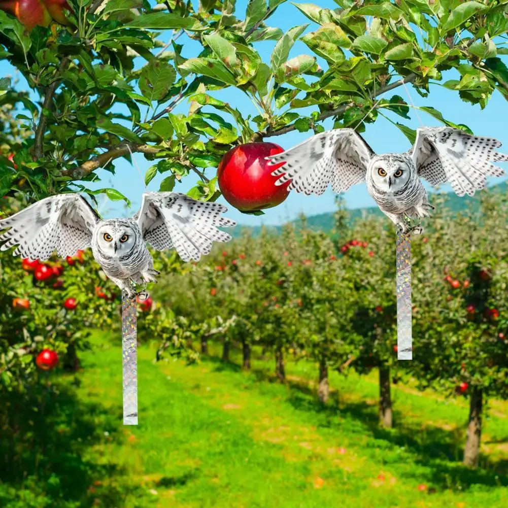 

2 Sets Waterproof Acrylic Simulated Owl Hanging Decorations Reflective Fake Owls for Balcony Garden Outdoor Hanging Ornaments