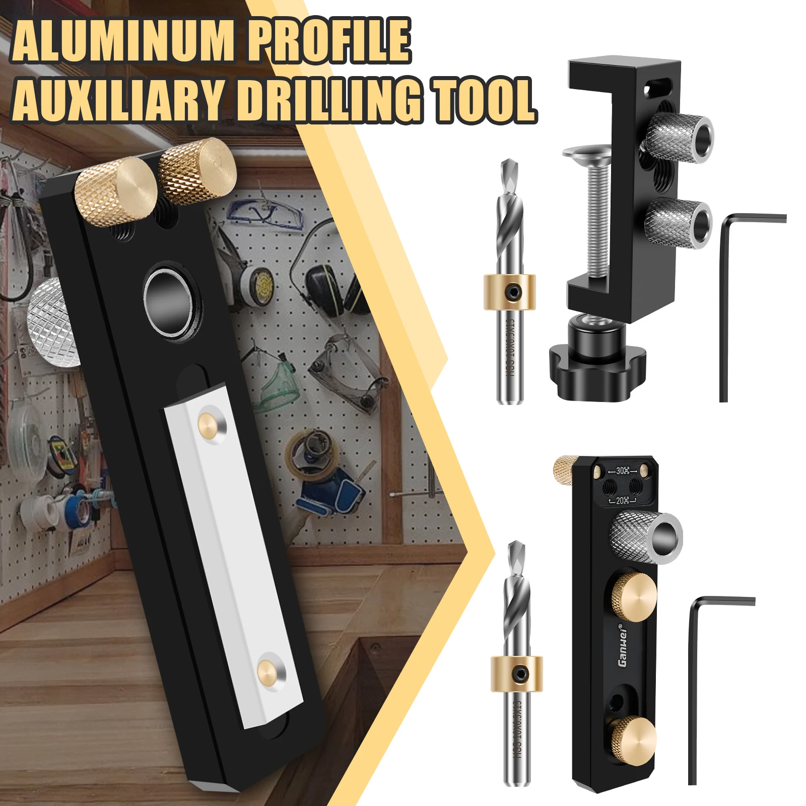 Aluminum Profile Drill Guide with Sliders Aluminum Profile Punching Auxiliary Tool Single/Double Hole Aluminum Profile Drill