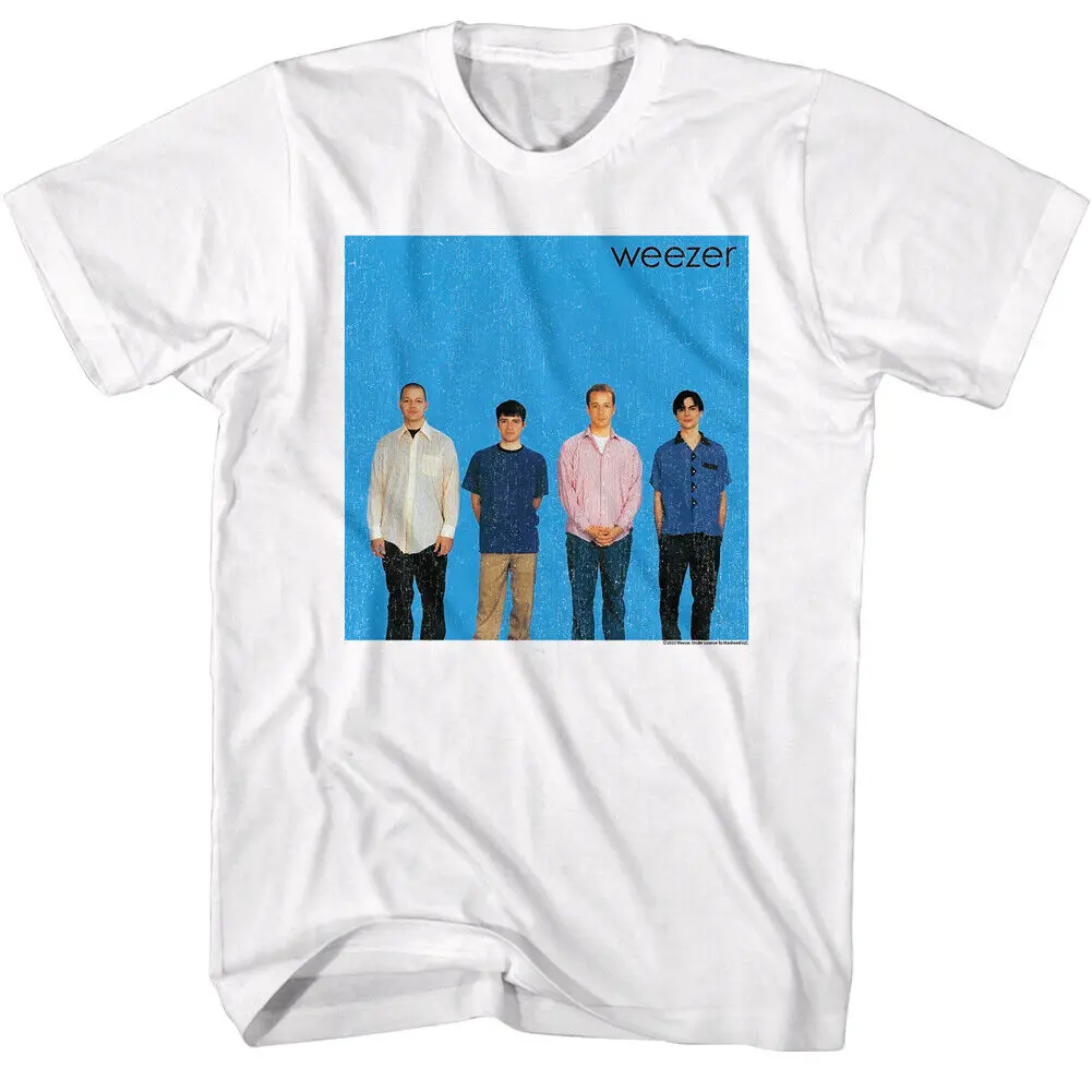 Weezer Blue Album Cover Men\'s T Shirt Debut Alt Rock Band Line-Up 1993 Concert