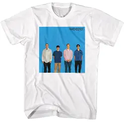 Weezer Blue Album Cover Men's T Shirt Debut Alt Rock Band Line-Up 1993 Concert