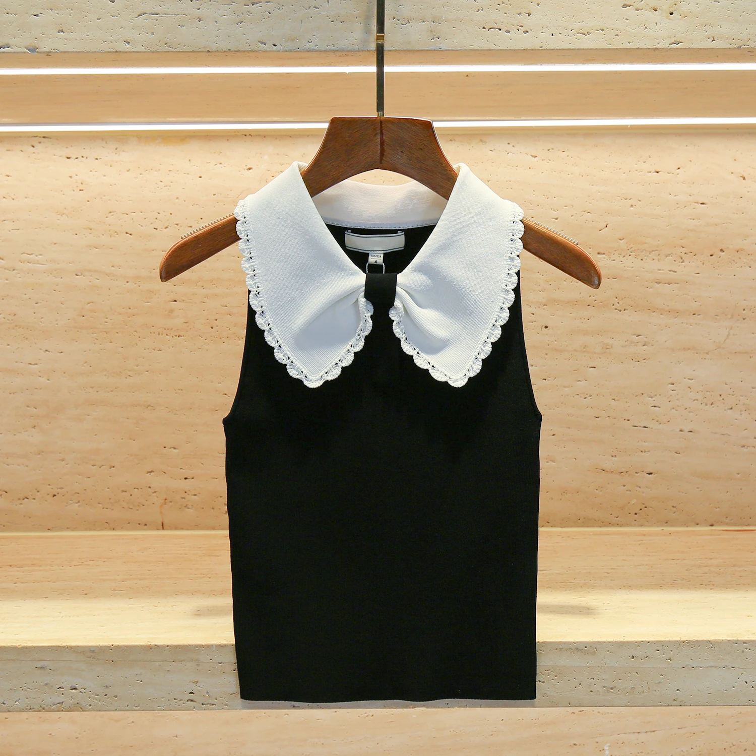 

Sweet Young Doll Collar Svel Knitted Sweater Women's Top High-End Faion Summer Regular Fit LA7704