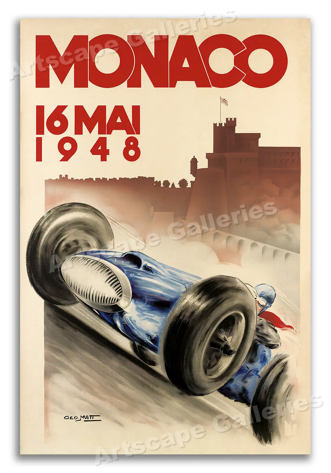 Monaco Vintage Style Grand Prix Auto Racing Europese reisschilderijen Posters en prints Muurkunst Foto's Home Decor