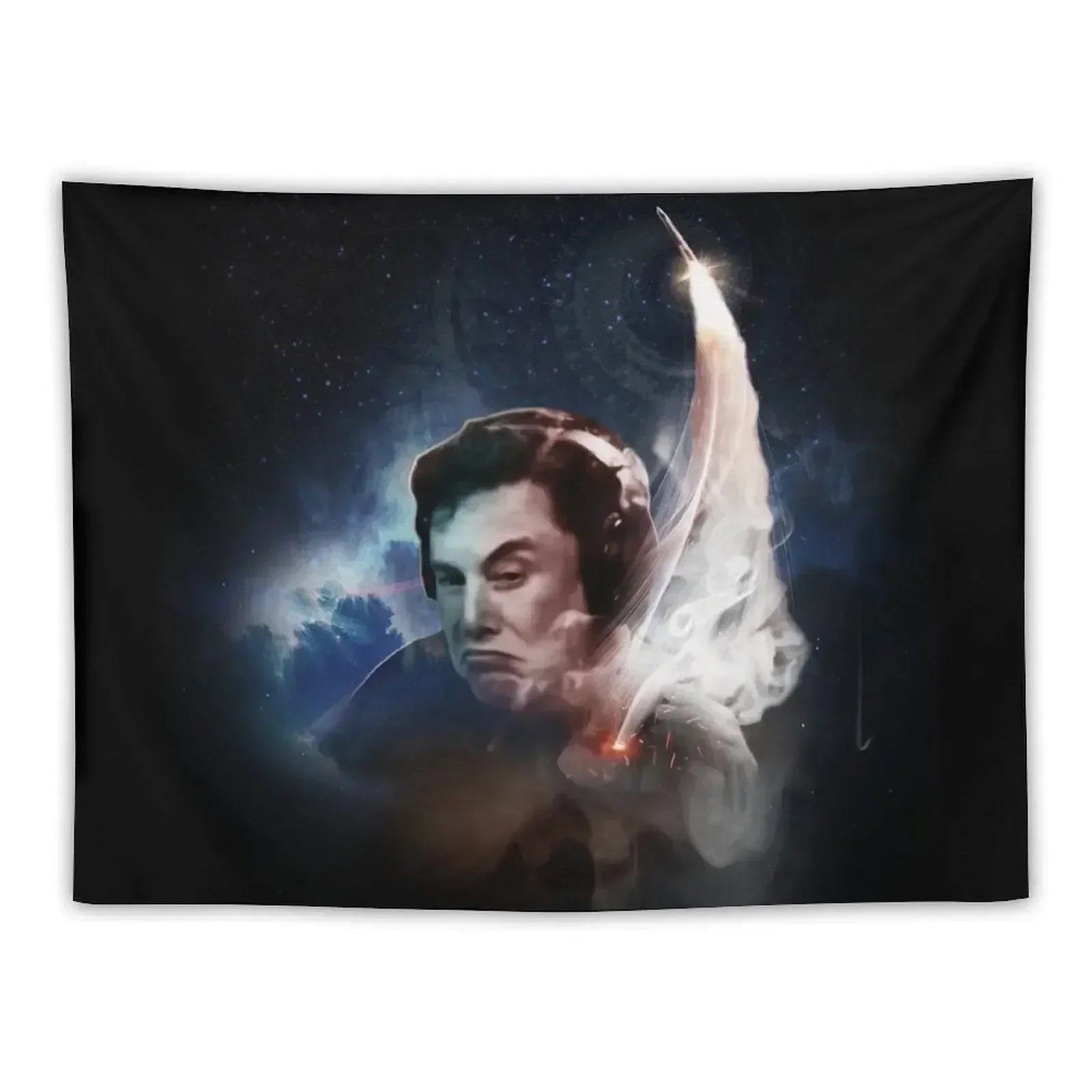 Elon Musk - Blast Off Tapestry Aesthetic Room Decorations Korean Room Decor Home Decorating Tapestry