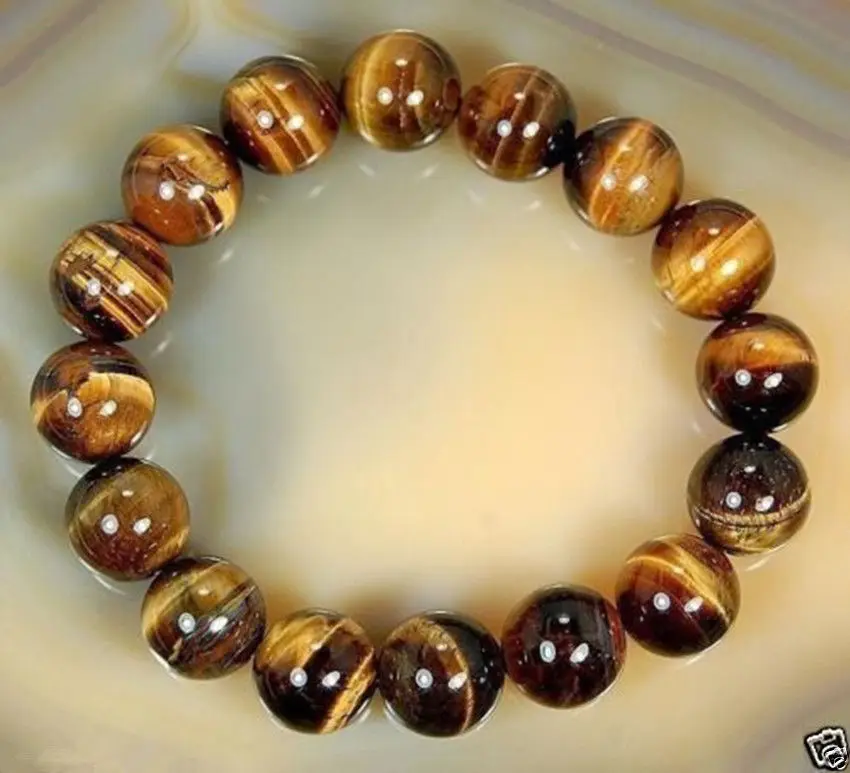 50pcs Natural 10mm African Tiger's Eye Gem Beads Bracelet Wear Beaded Party Wrap Stackable Karma Trendy Artisan Prayer