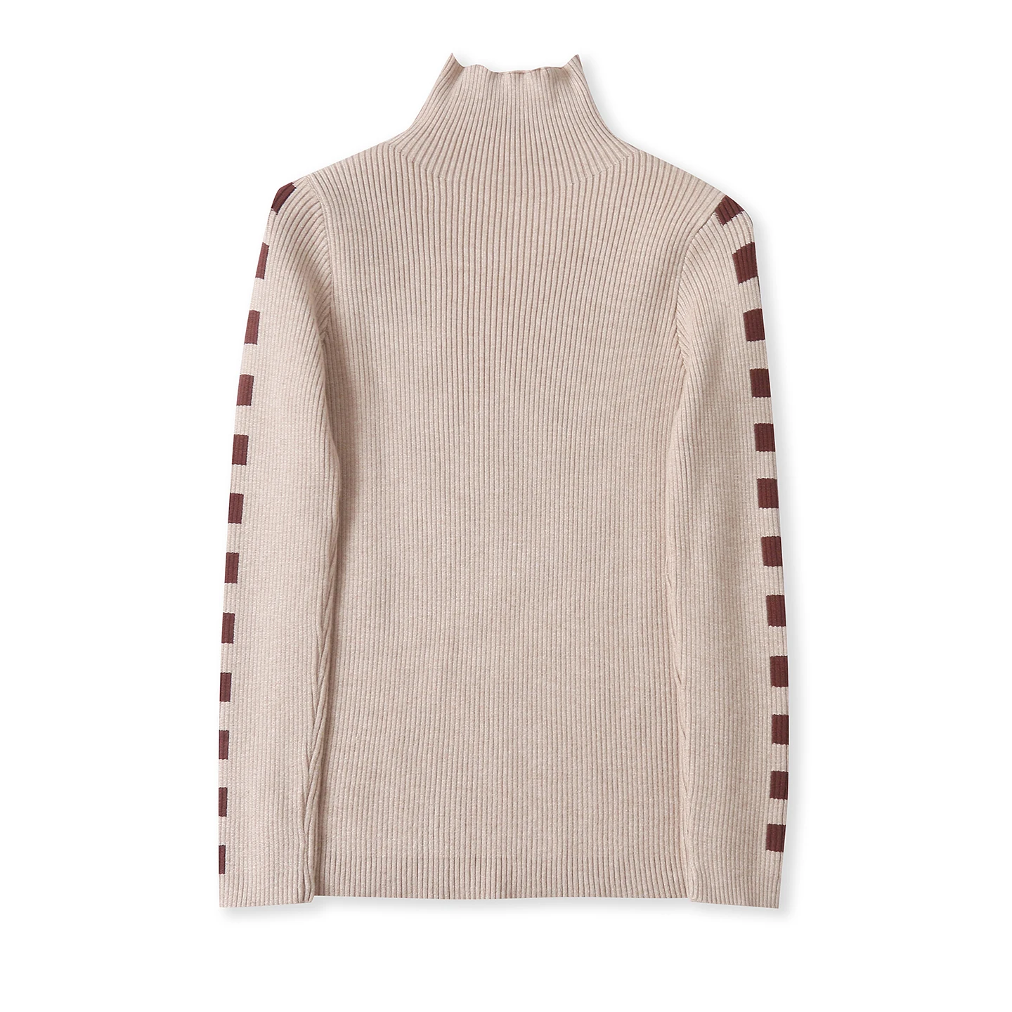 

Вязаный свитер в рубчик, осень-зима, новый женский свитер с высоким воротником, длинный све, цвет Overlap, Blo, верхняя одежда внутри и снаружи