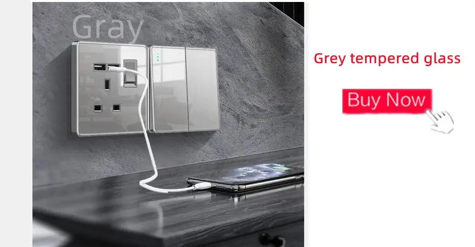 Tempered glass UK wall switch and socket 36