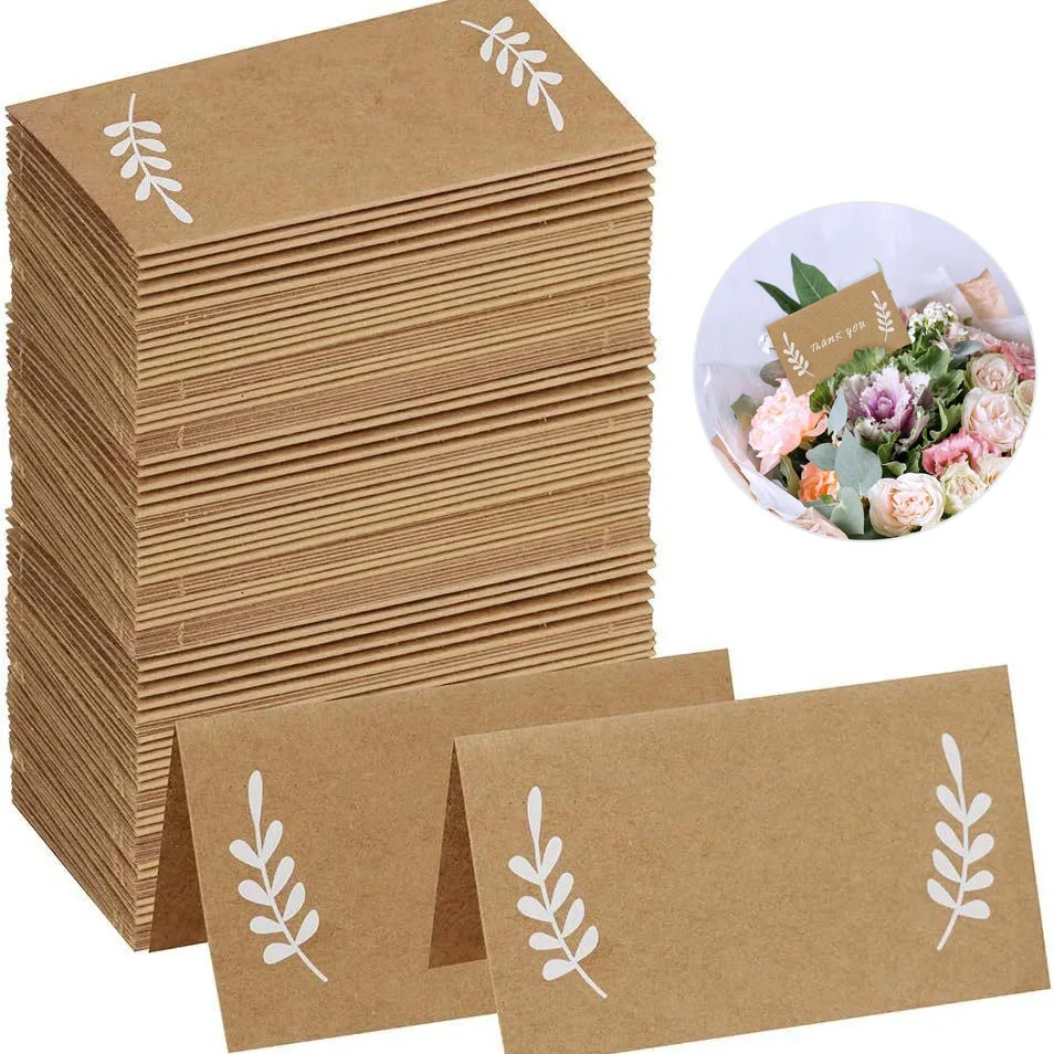 

50Pcs Kraft Place Cards Paper Wedding Banquet Place Card Table Card Festival Party Sign-in Name Seat Card Gift Thank You Card