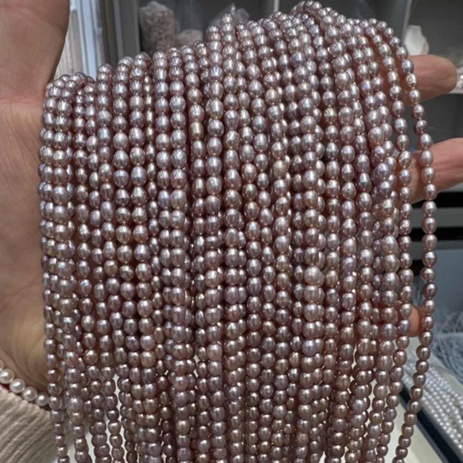 

3-4mm Flash New Rice Natural Freshwater Orange White Purple Bead Pearl Jewelry Make DIY Necklace Bracelet Accessories Gift Women