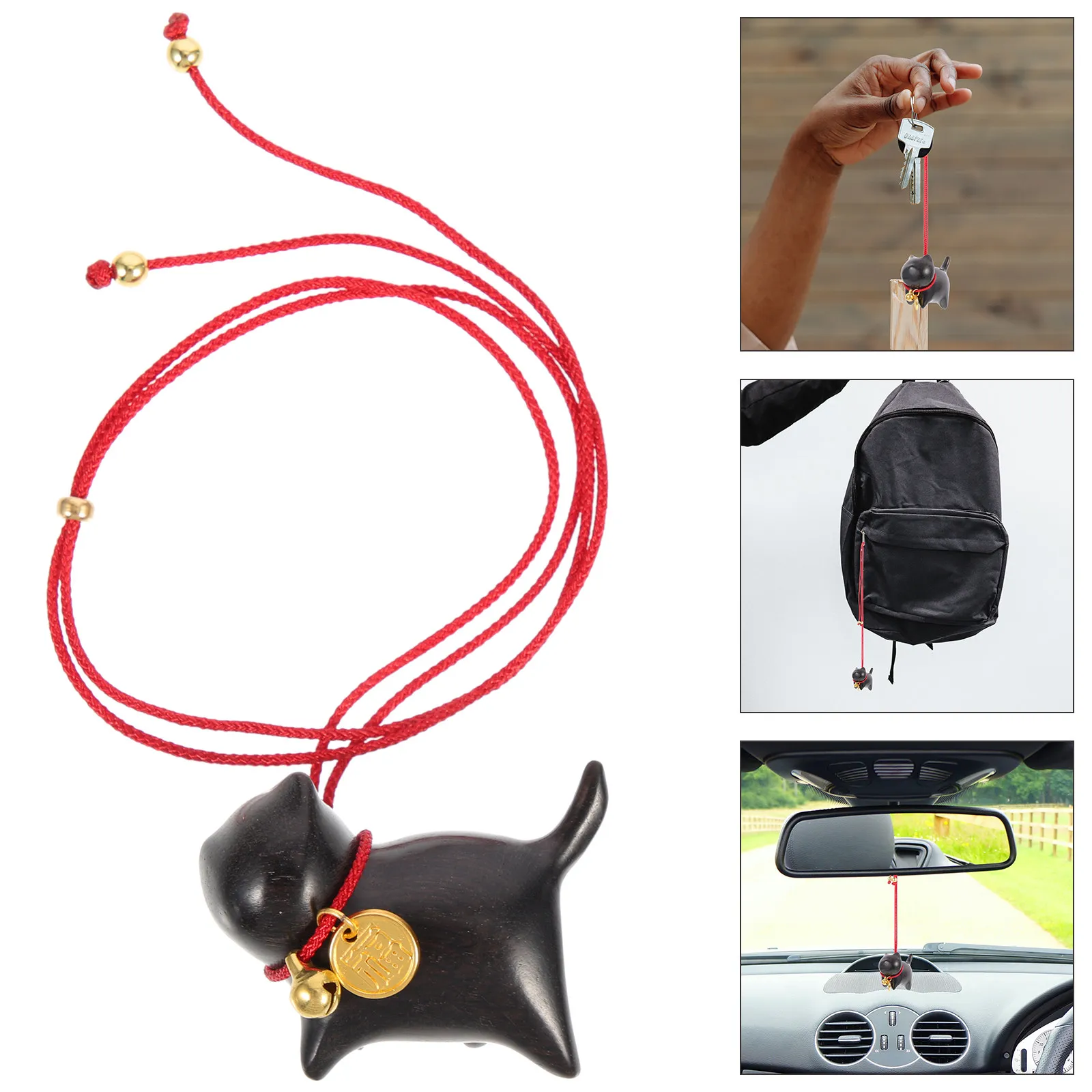 

Ebony Wood Wood Carved Cat Hanging Cat Hanging Lovely Wooden Carving Ornament For Car Bag Decor Diy Craft Home