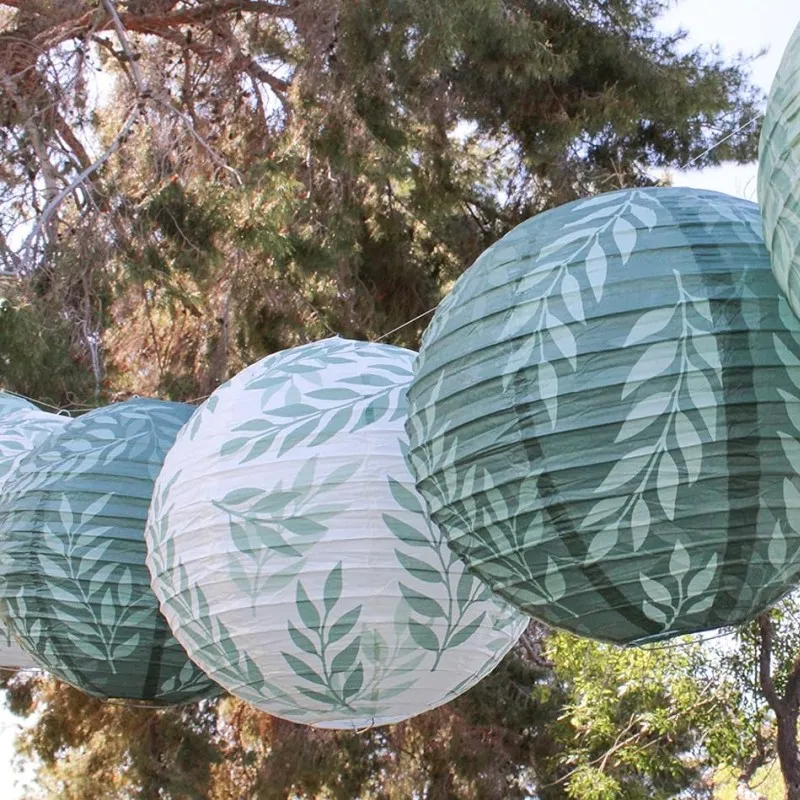 3Pcs Paper Lanterns Decorations for Rustic Party Bridal Shower Wedding  Vine Pattern Sage Green Birthday Party Supplies