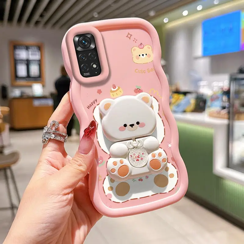 Hinweis 11 Freche Katze Halterung Wellenförmige Silikon Handyhülle für Redmi Hinweis 11 11Pro 11SE 11S 10 10Lite 10S 9S 9 9Pro 8 7 7S Abdeckung